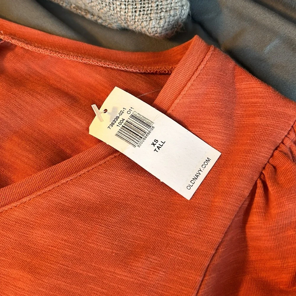 Old Navy Burnt Sienna Rust Long Sleeve Midi Dress Slub Knit Fall Thanksgiving XS - Picture 5 of 6